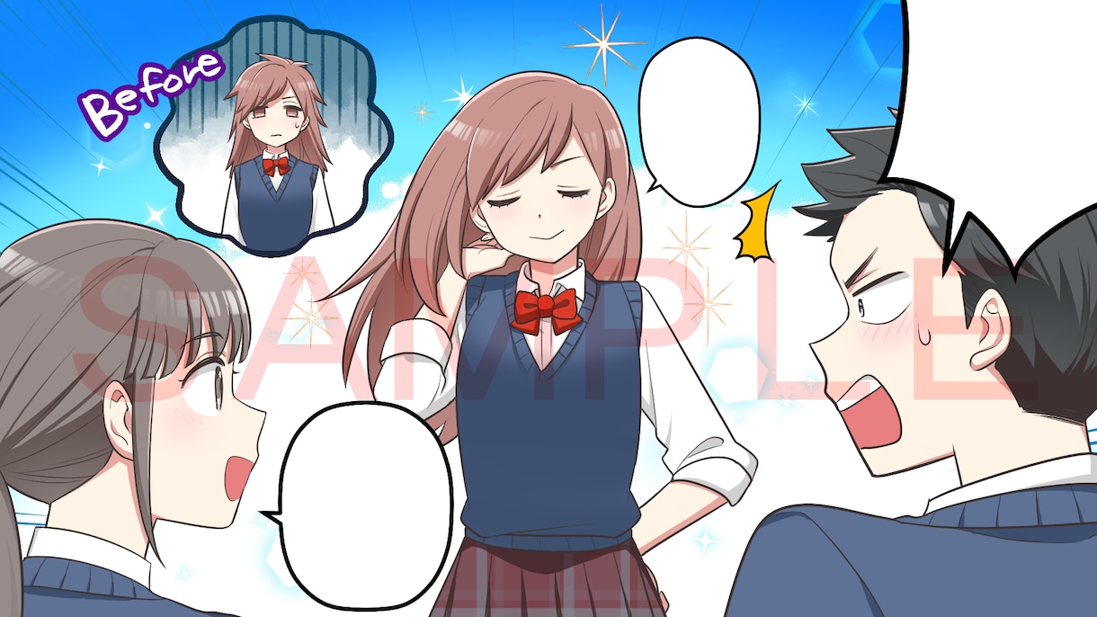広告用の漫画イラスト作成いたします 明るい色で賑やかな漫画イラストです イメージ9