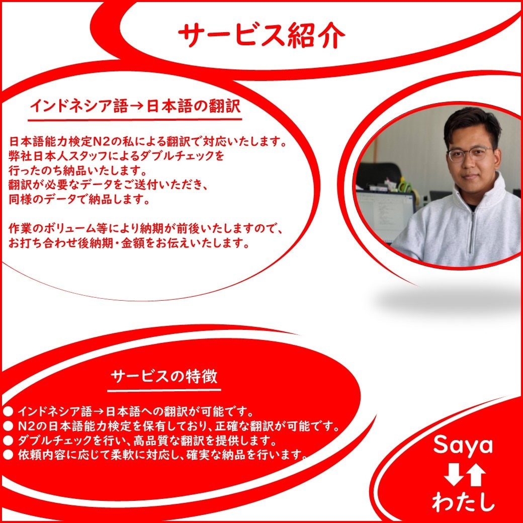 インドネシア語→日本語への翻訳を行います 日本語能力検定N2のインドネシア人による翻訳で対応いたします イメージ2