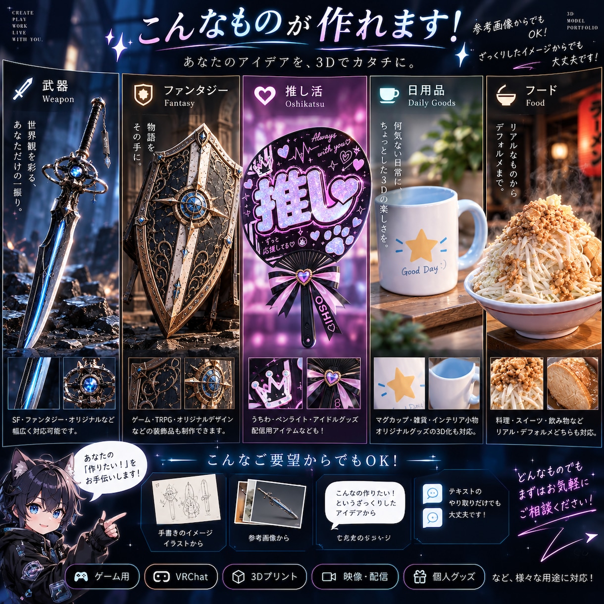 VRChat向け3D小物を制作しますます シンプルな小物・撮影Propsを3Dモデルにします イメージ2