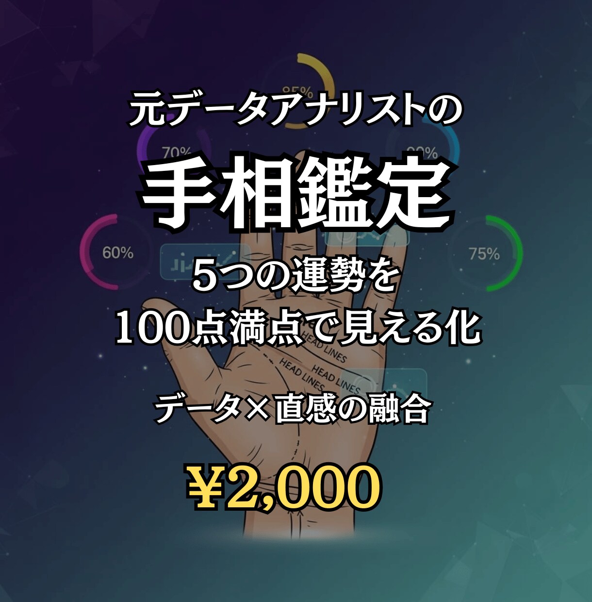 データで見える手相鑑定｜5運勢スコア化します 曖昧さゼロ。データ×直感で運勢を見える化！ イメージ1