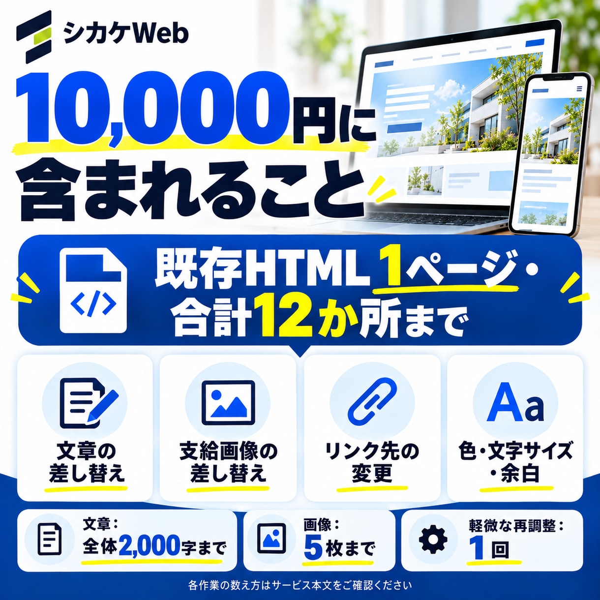 ホームページの文章や画像をまとめて更新します HTMLサイト1ページ・12か所まで／更新データ納品 イメージ2