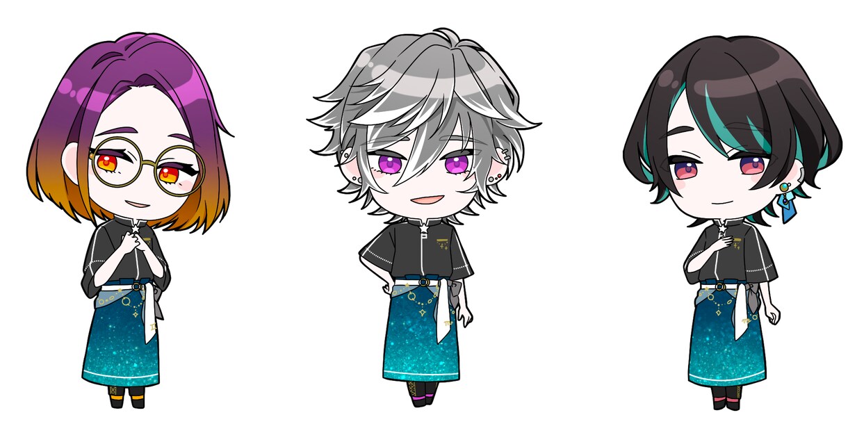 キラキラなミニキャライラスト制作いたします 一枚絵/アイコン/グッズイラスト等様々な用途に対応いたします イメージ9
