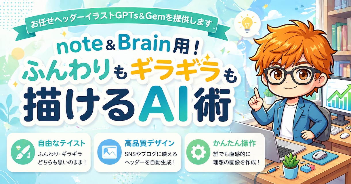 プロ級ヘッダーをAIで簡単自作！2ツール提供します note＆Brain用に！ふんわりギラギラ両方描けるAI術 イメージ4