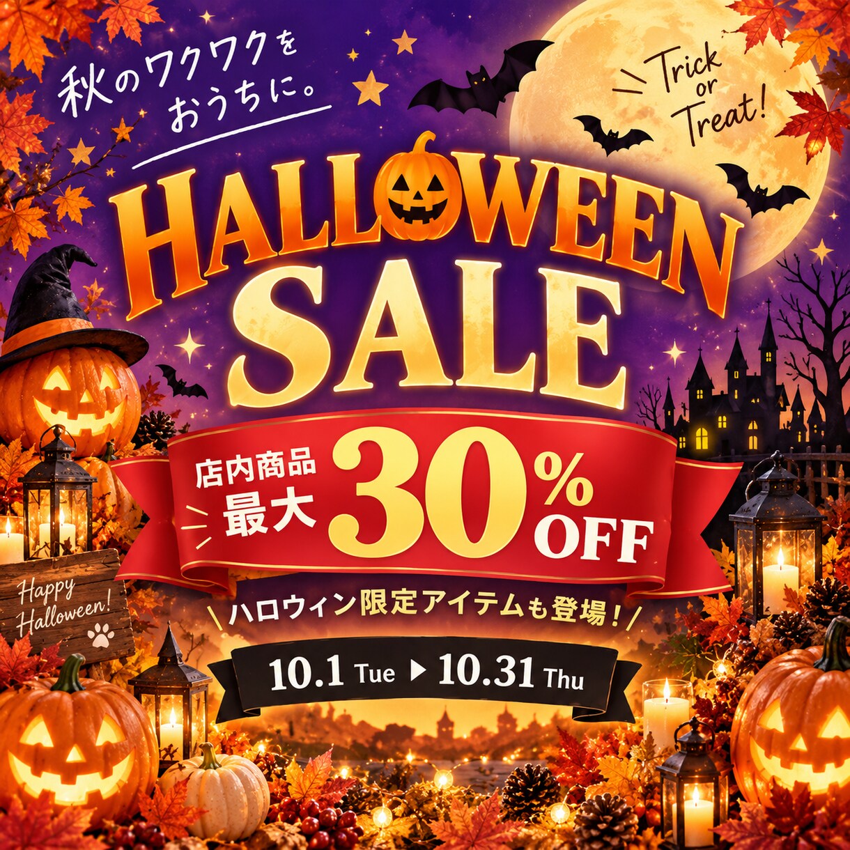 ハロウィン告知バナーを制作します お店らしい雰囲気で季節イベントを手伝わせて下さい イメージ5