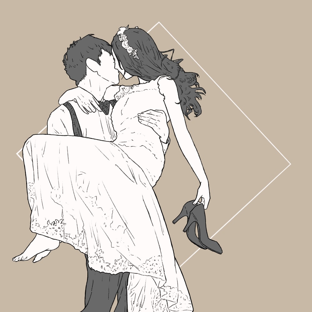 修正5回◎！仲良しカップルの線画イラスト制作します インスタやLINEと相性バツグン！素敵な思い出を形にします イメージ1