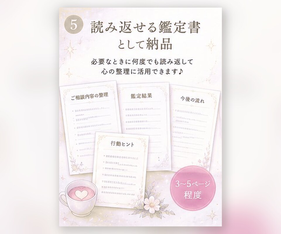 恋愛の不安をやさしく整理し鑑定書で届けます 気持ちに寄り添うPDF鑑定書です イメージ5