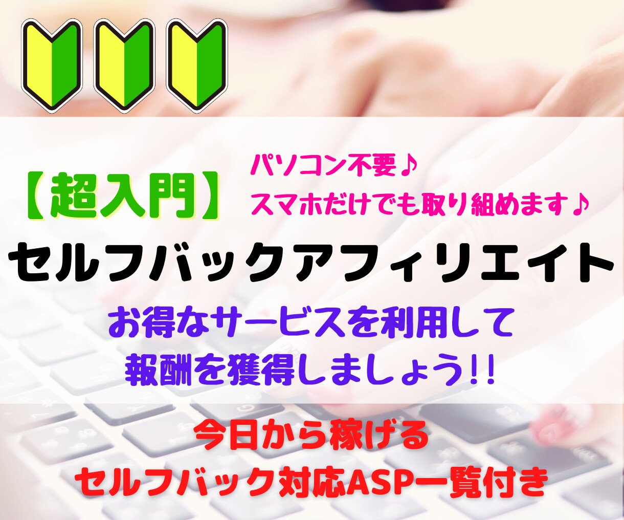 超入門：セルフバックアフィリエイトのやり方教えます 初心者でも迷わず取り組めるセルフバック対応ASP一覧付き！！ イメージ1