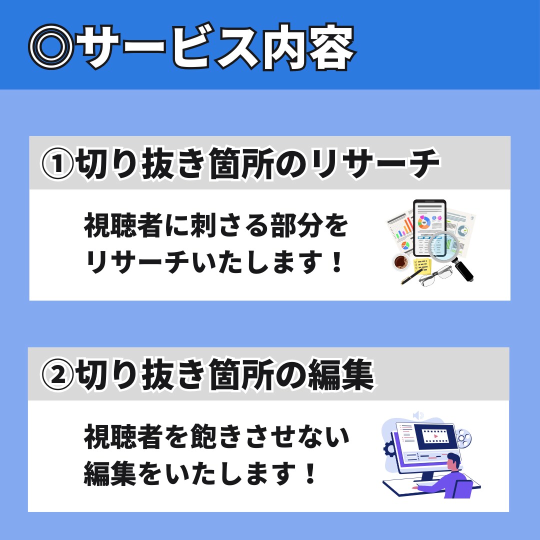 Vtuberさん必見／ショート切り抜き動画作ります 切り抜きでバズらせるお手伝いをいたします！ イメージ2