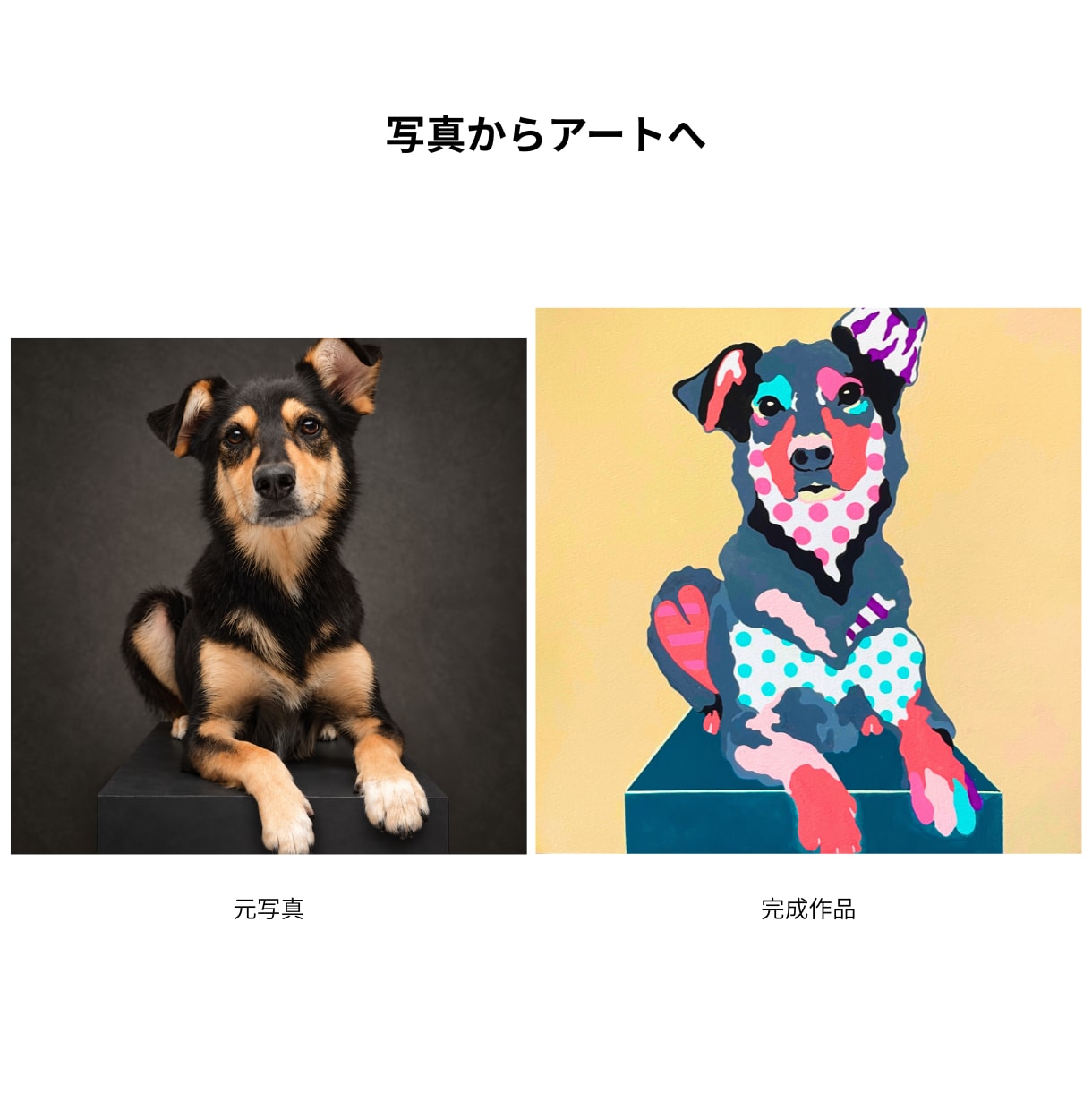 大切なペットを個性的なポップアートに描きます 写真から生まれる、世界にひとつのカラフルアート イメージ4