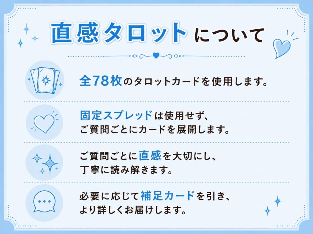 人間関係｜質問3つ✧直感タロットで丁寧に鑑定します 人間関係のお悩みに寄り添い、今必要なメッセージをお届けします イメージ2