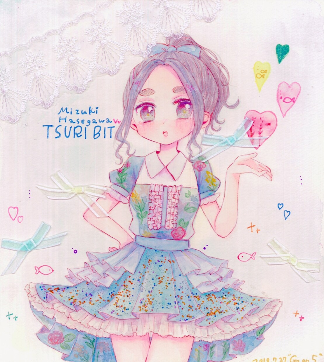 女の子キャラのイラストを色紙に描きます 手描きになるので世界で一枚だけです イメージ1