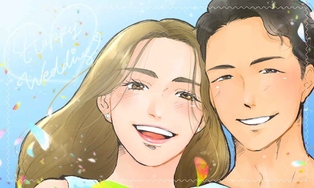 結婚式のウェルカムボードイラスト制作します 写真からおしゃれで特別な1枚をお描きします イメージ3