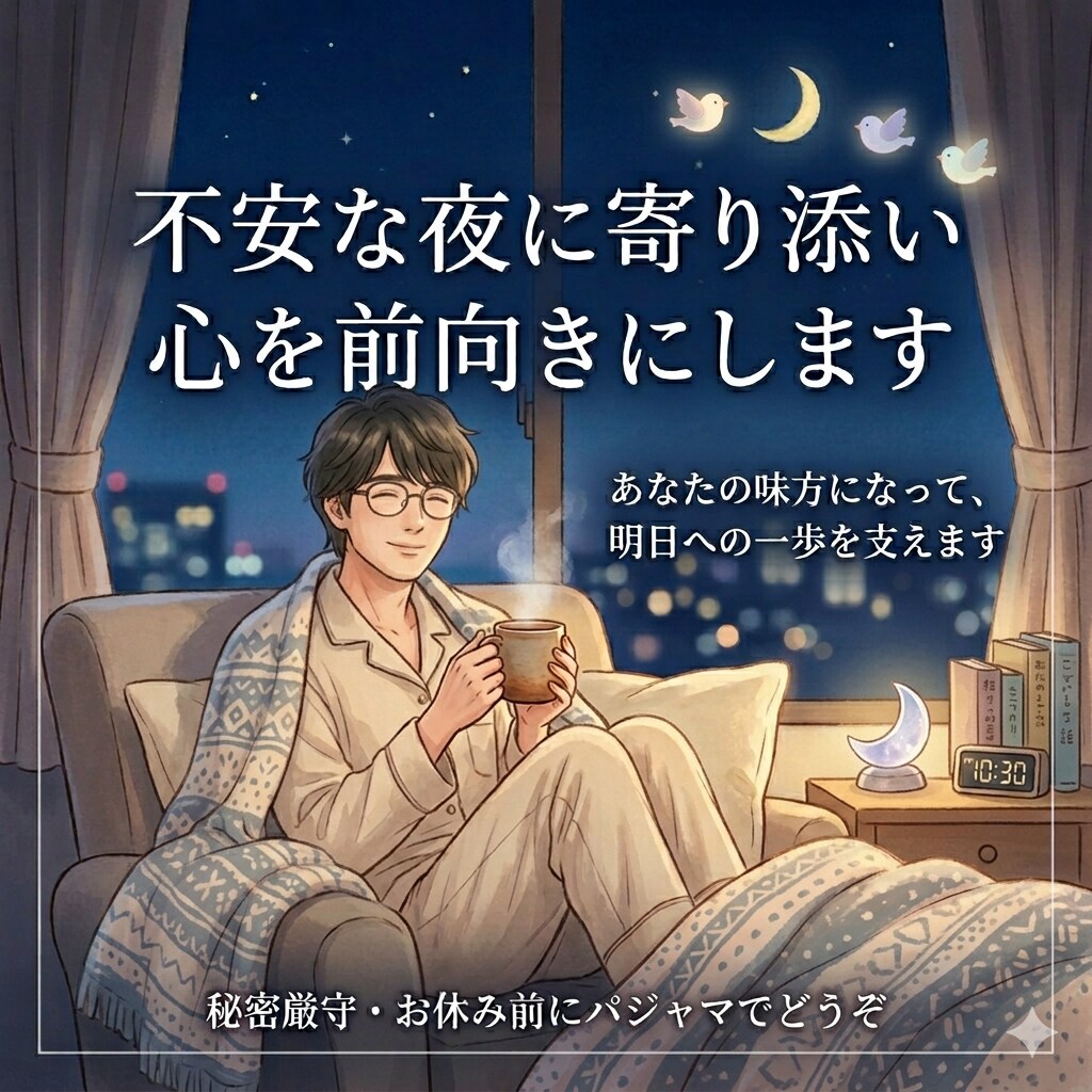 不安な夜に寄り添い心を前向きにします 明日が少し楽しみになるように。あなたの味方になって支えます。 イメージ1