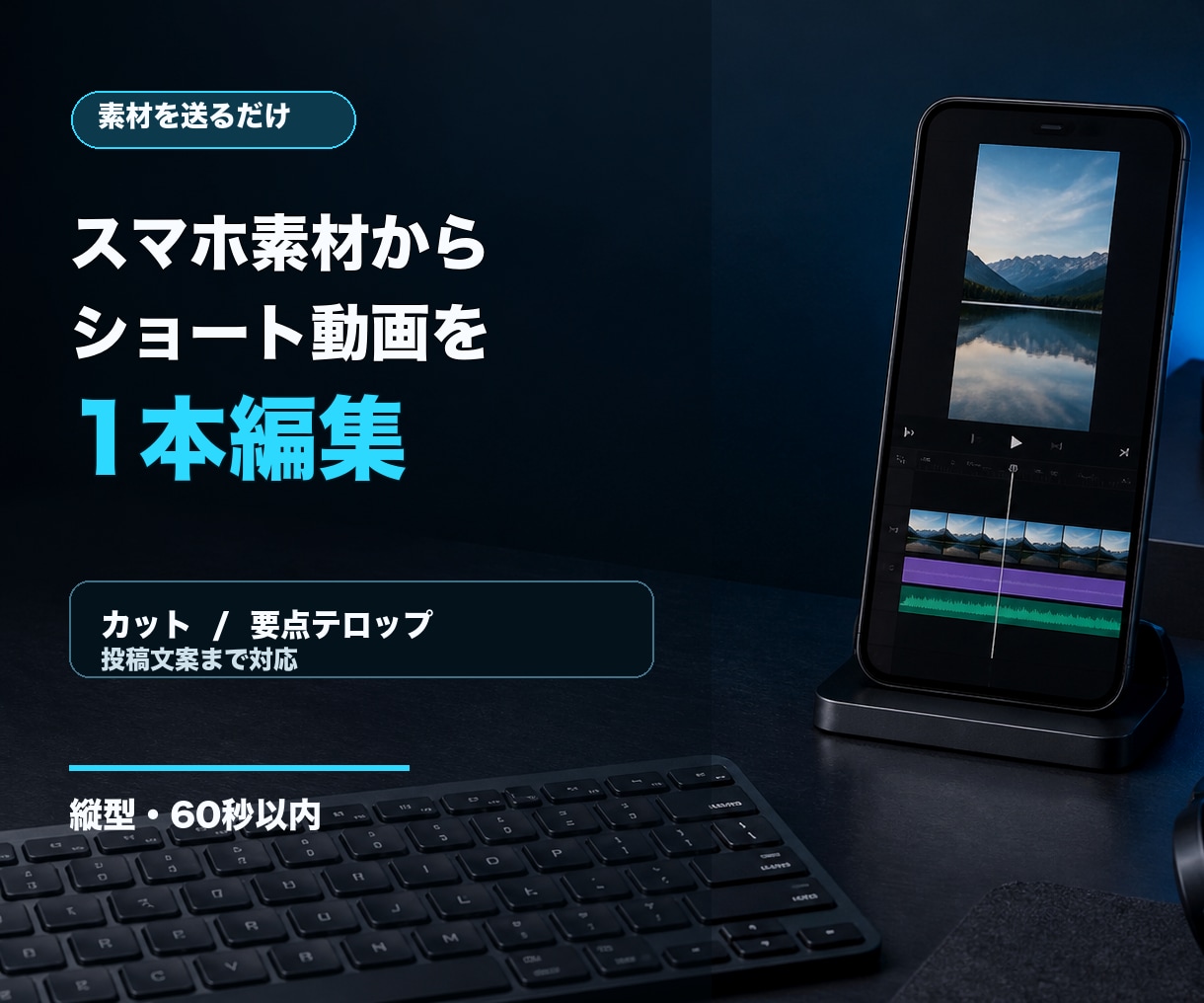 スマホ素材からショート動画を1本編集します カット・要点テロップ・投稿文案まで対応 イメージ1