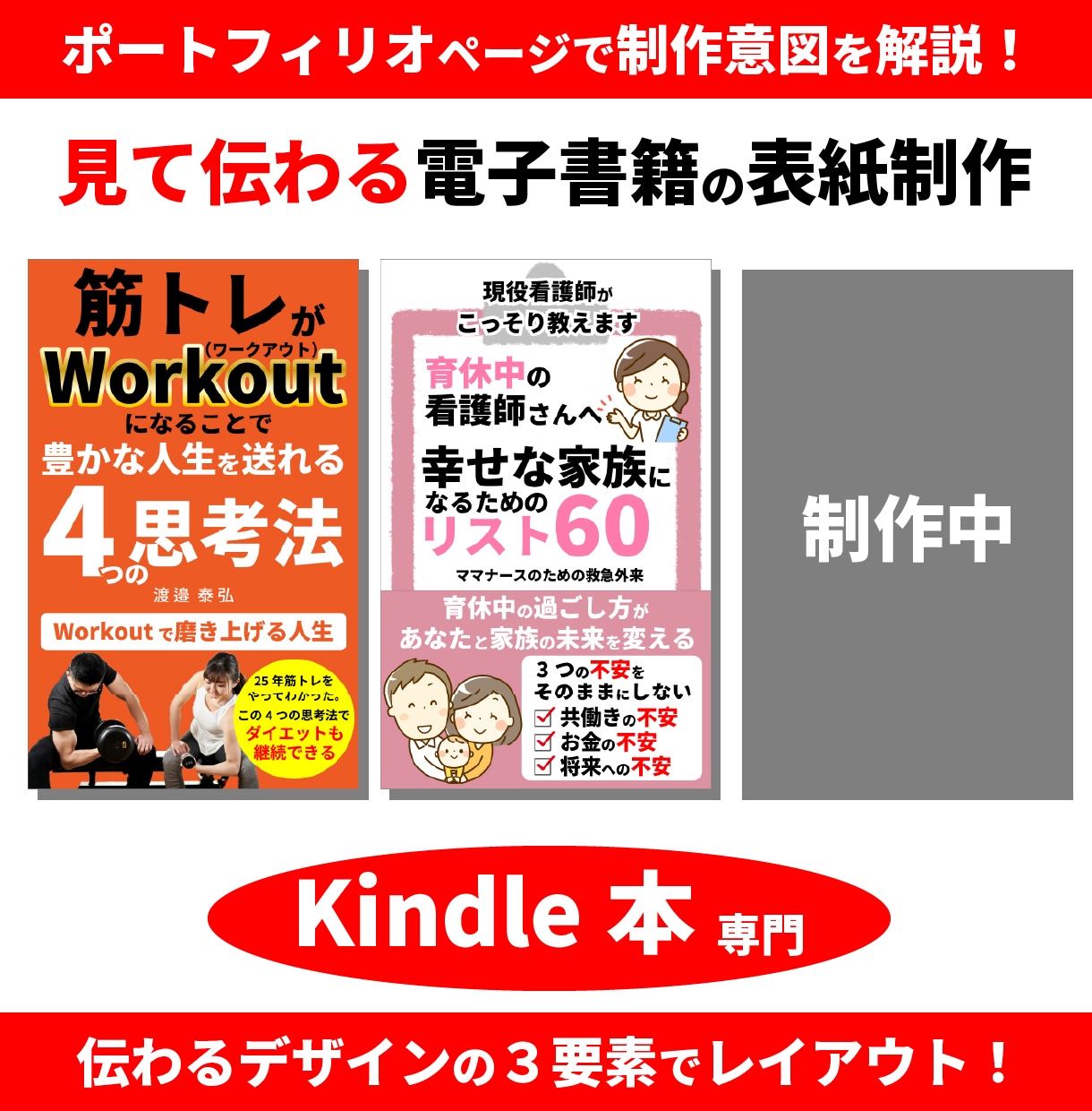 見て伝わる電子書籍Kindle本の表紙を制作します 受注から48時間以内に納品いたします。 イメージ3