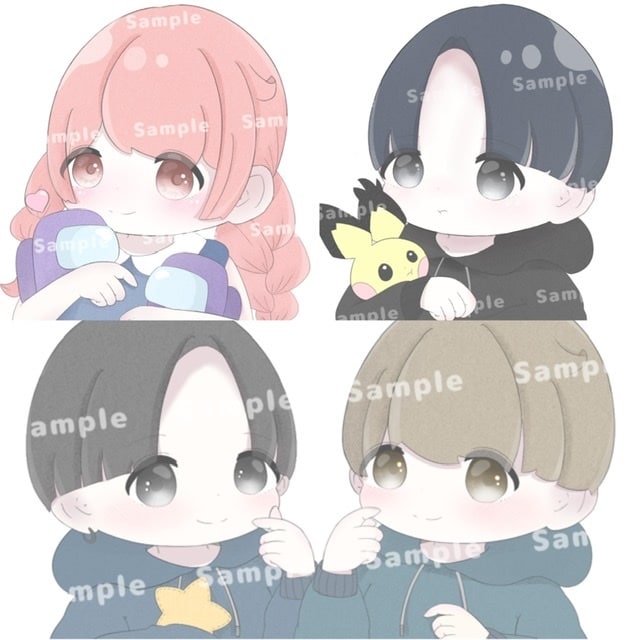 SNS等の可愛いアイコン、イラストを描きます 男女両方とも使いやすくて可愛いイラスト‪です！ イメージ1