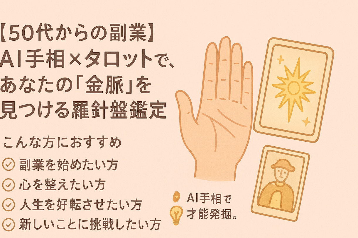 50代からの羅針盤AI手相鑑定します AIで金脈発掘！あなたの手のひらに眠る宝の地図 イメージ2