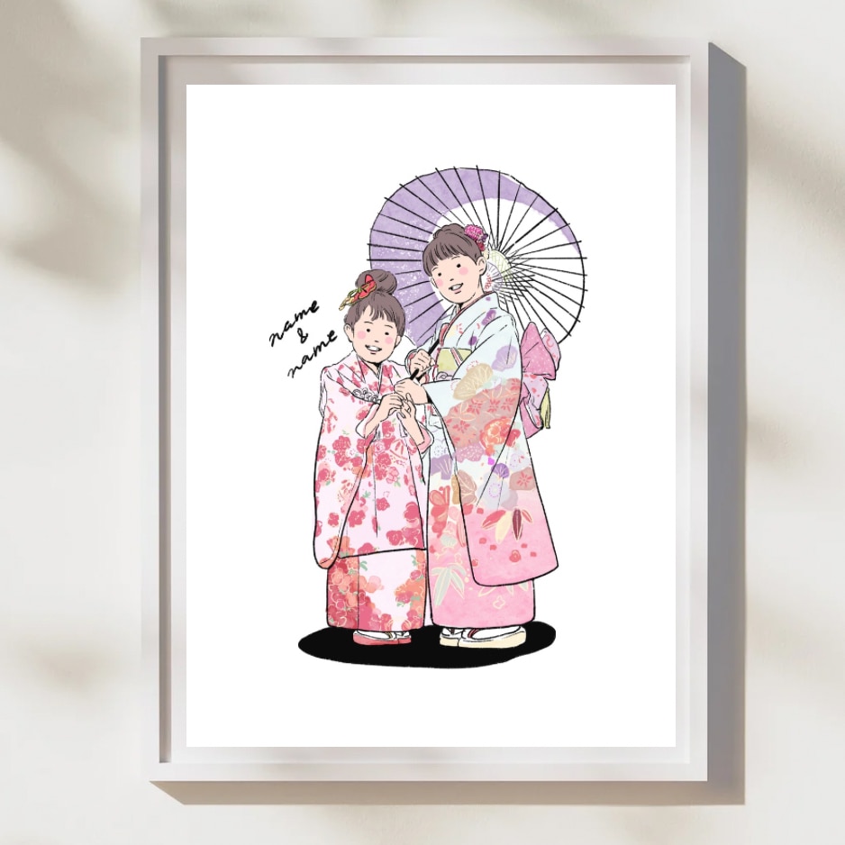 七五三のやさしい似顔絵お描きします お子さまの七五三のお写真を可愛らしいイラストに仕上げます。 イメージ3
