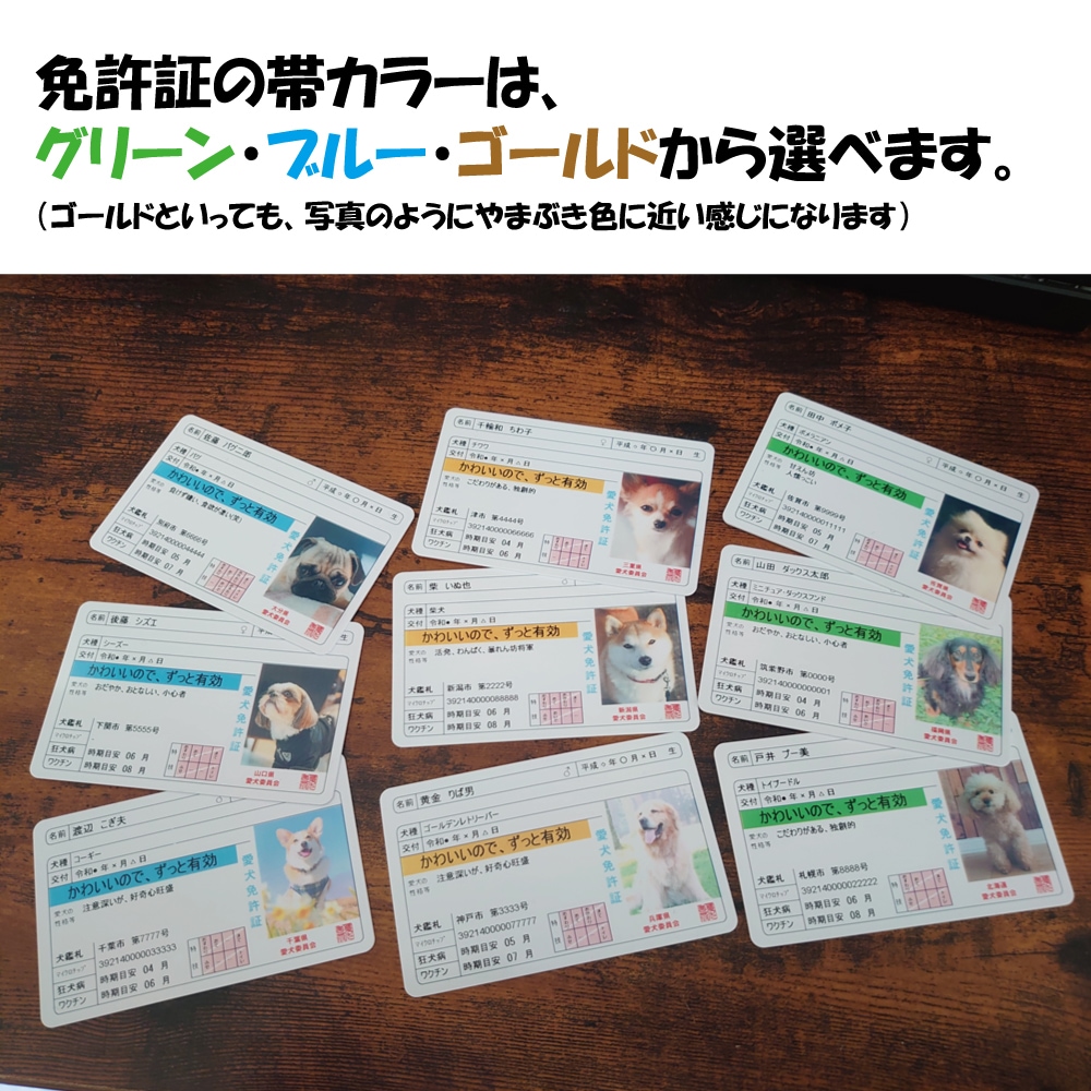 身分証情報を持ち歩く、可愛い愛犬免許証を作ります 本物の免許証とほぼ同サイズなので財布に入れて持ち歩きやすい♪ イメージ2