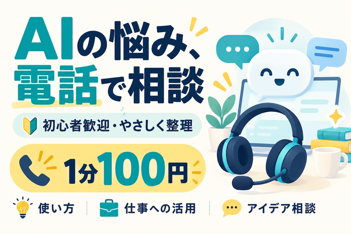 AIの使い方や仕事への活用を電話で相談します 初心者歓迎！AIの疑問や活用アイデアをやさしく整理 イメージ1