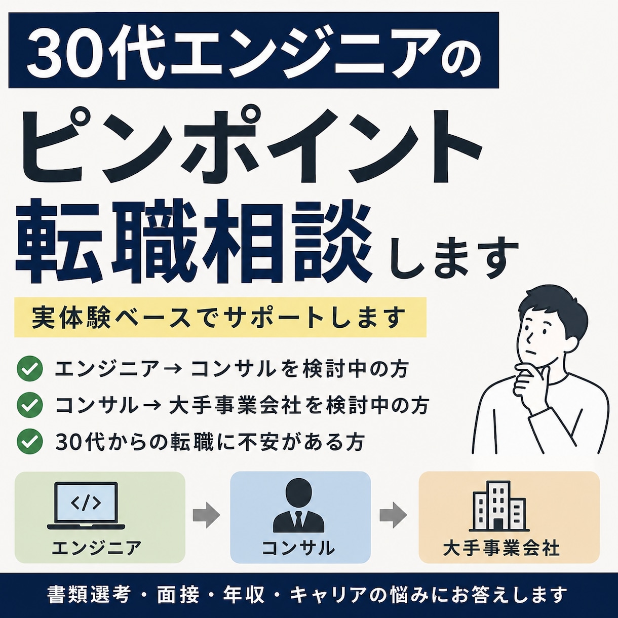 30代の大企業転職の相談を受け付けています 大企業の選考に通過した職務経歴書をお見せします イメージ1