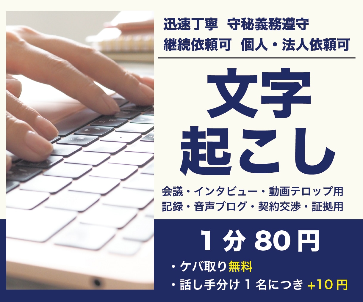 迅速丁寧動画や音声から文字起こしをします ケバ取り無料 標準対応いたします イメージ1
