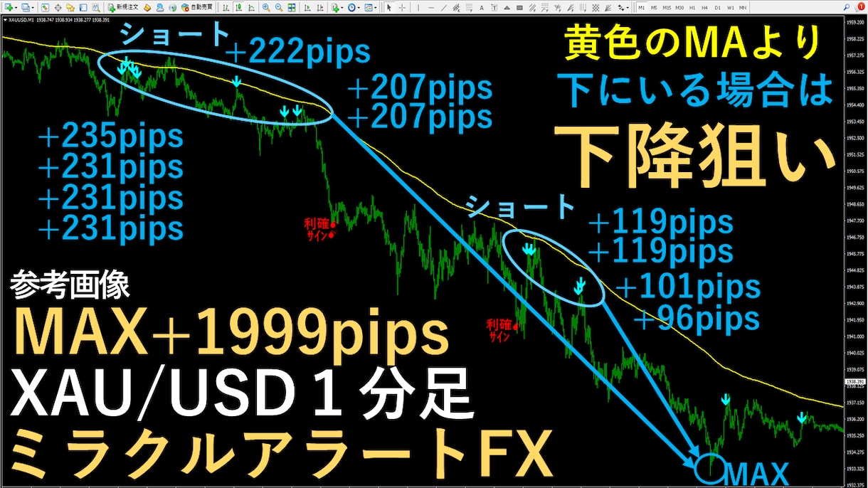 専業がガッツリ狙う無裁量プロ専用ツール提供します １分足デイトレ手法スキャルスイングの鉄板スキル相場観を習得へ イメージ1