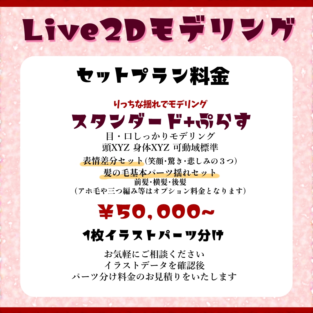 リッチな揺れのLive2Dモデリングいたします 表情差分３つ髪揺れセットのプランです イメージ1