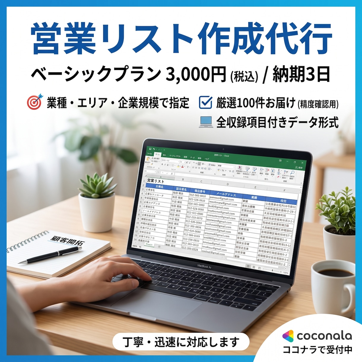 ターゲット定義書つきで営業リストを作成します ベーシック｜3,000円｜納期3日 イメージ1
