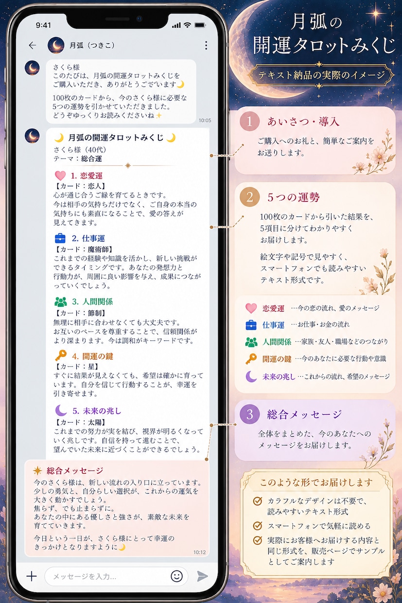 月からのメッセージ：100枚開運タロットみくじます 今日のあなたの運命の道を照らす月からのメッセージ イメージ2