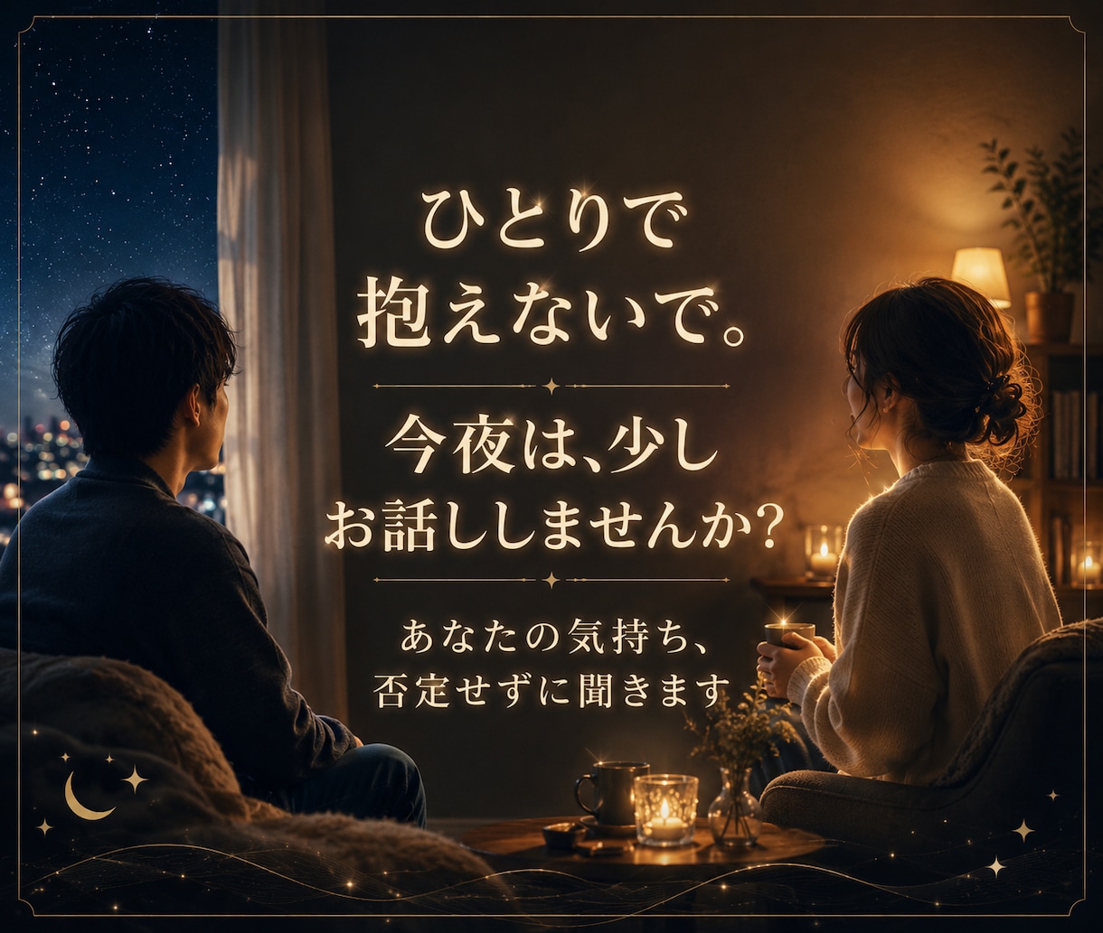 寂しい夜の孤独や独り言、優しく聞きます ◆寝る前の安心時間に。優しい相槌で、あなたの心に寄り添います イメージ1