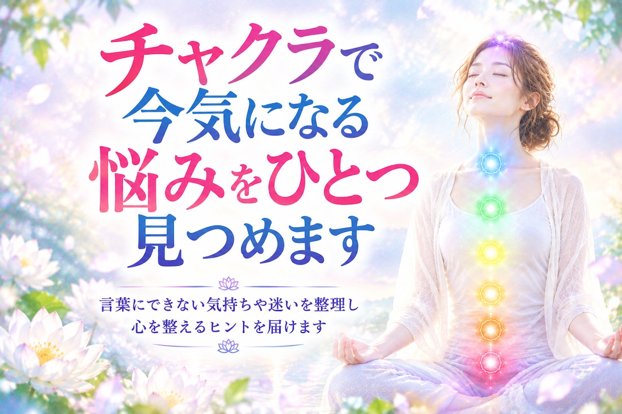 チャクラで今気になる悩みをひとつ見つめます 言葉にできない気持ちや迷いを整理し心を整えるヒントを届けます イメージ1