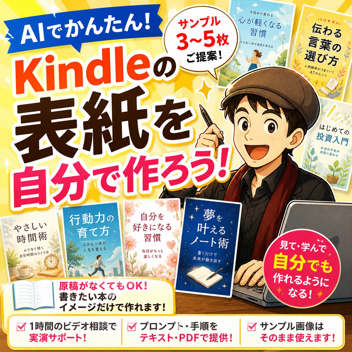kindle表紙が自分で作れるようになります プロに頼む前に！表紙の方向性を一瞬で見える化 イメージ1