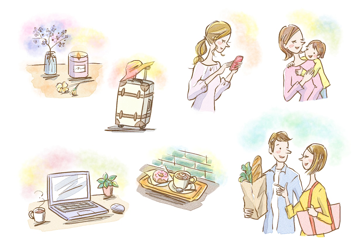 おしゃれなカットイラスト描きます 商用OK！ミニカット、挿絵、説明カット等オーダー作成します イメージ1