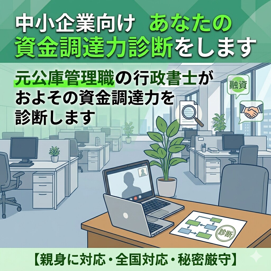 中小企業向け　あなたの資金調達力診断をします 元公庫管理職の行政書士がおよその資金調達力を診断します イメージ1