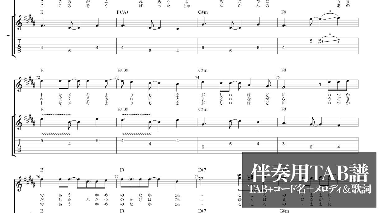 ギター、ウクレレ、ベースの見やすい楽譜を作ります お気に入りの楽曲を弾いてみたいというあなたへ…！ イメージ3
