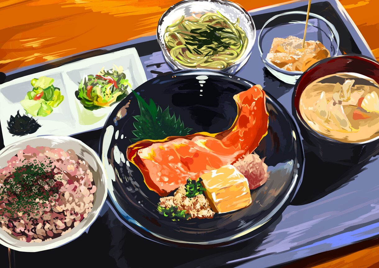 食べ物のイラストお描きします 商用利用OK◎ランチやデザートのグルメを色彩豊かに イメージ1