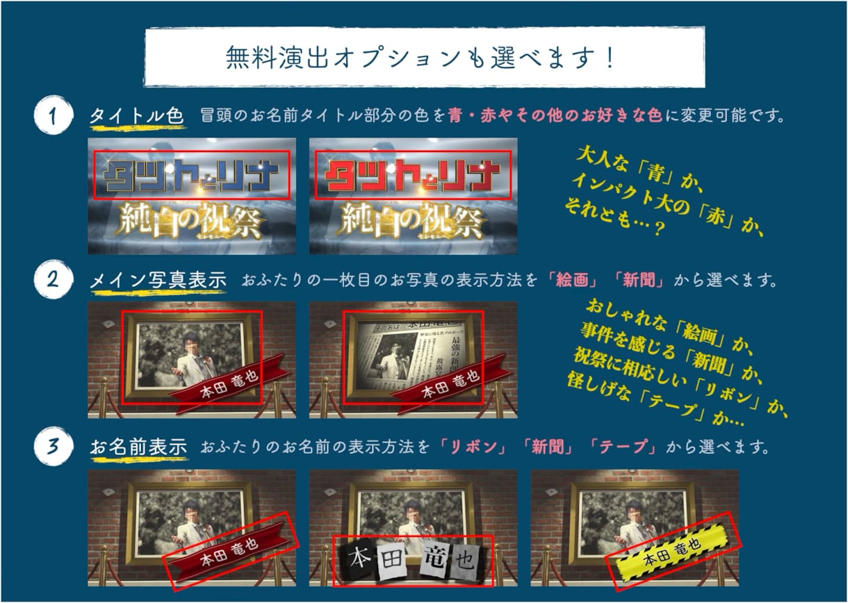 探偵ミステリー仕立ての結婚式OPムービー作ります 映画のような大迫力ムービーで入場を盛り上げ！BGM変更可能！ イメージ2