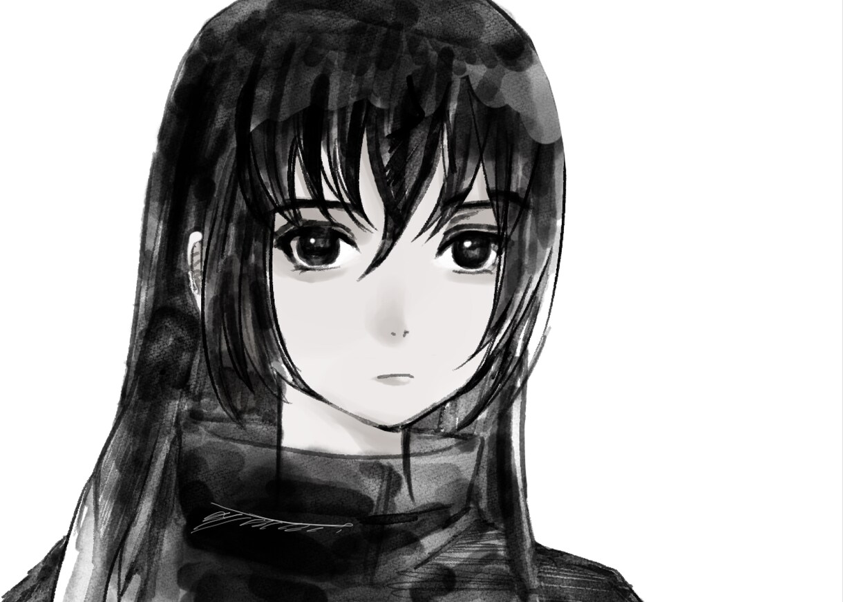 一枚絵イラスト描きます モノクロイラストを受け止めてよ イメージ2