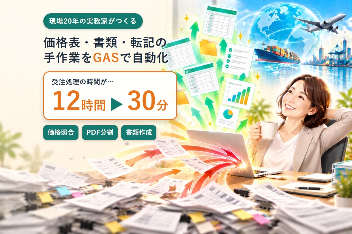 価格表・書類・転記の手作業をGASで自動化します 現場20年の実務家が作る｜現場で本当に使える自動化 イメージ1