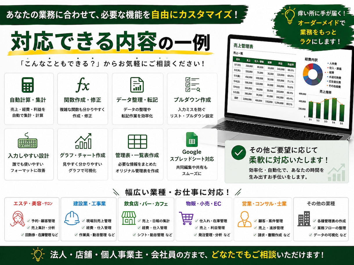 Excel・スプレッドシート作業を自動化します あなたの仕事に合わせて面倒な作業を効率化します イメージ3