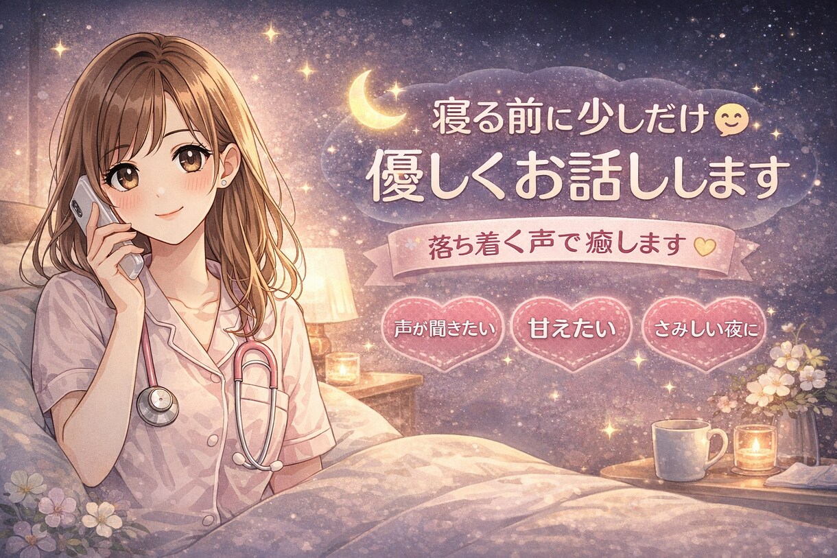 寝る前に少しだけ☺️優しくお話し・お電話します 落ち着く声で、そっと寄り添います♪ イメージ1