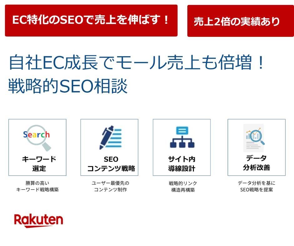 ECサイトのSEO対策相談承ります データ分析に基づいた売上アップSEO対策 イメージ1