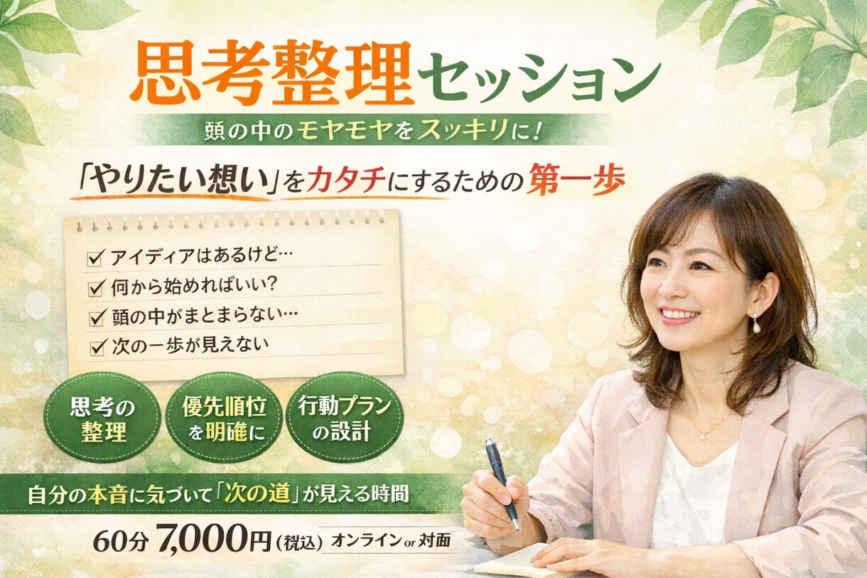 限定数組　思考整理セッションします やりたいを“次の一歩”に変える イメージ1