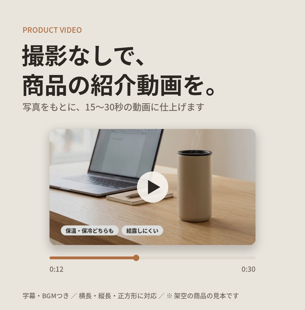 撮影なしで商品の紹介動画を制作します 写真をもとに、15〜30秒の動画に仕上げます イメージ1