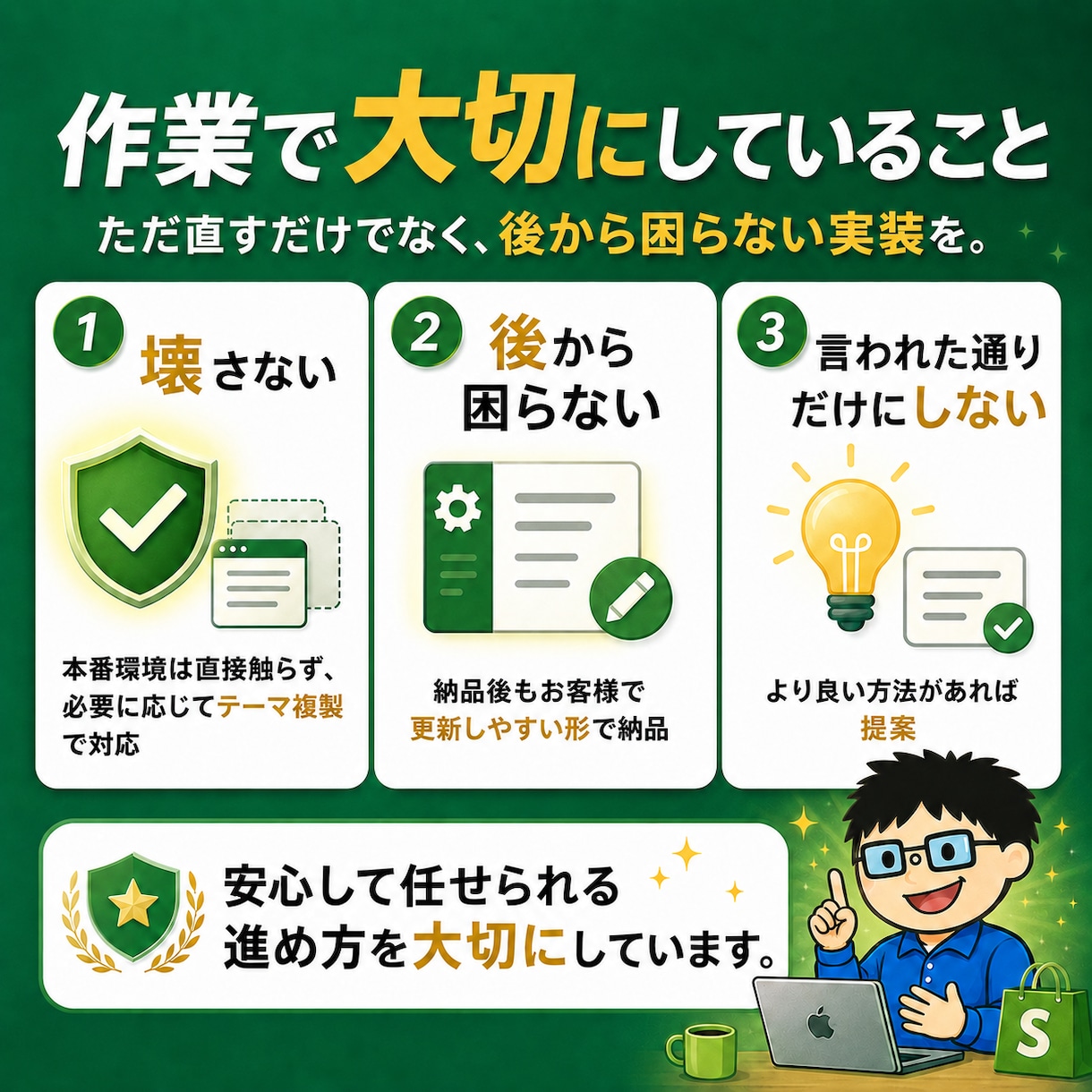 Shopifyの修正・カスタマイズ・機能追加します 依頼した翌日に、直っていてほしい。そんな方のための商品です。 イメージ4
