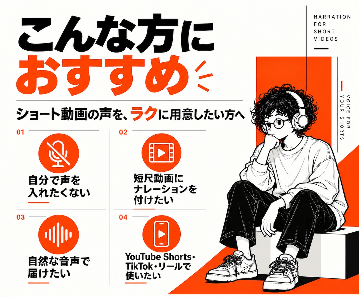 ショート動画用AIナレーションを制作します 顔出し・声出しなしで使える自然なAI音声です イメージ2