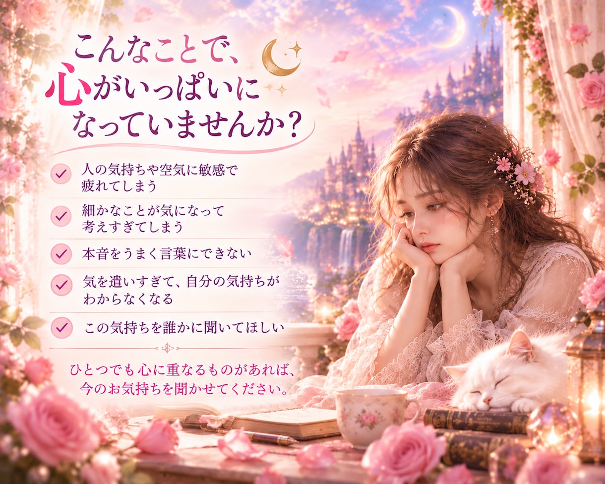 HSP・繊細さんの心にある想いを丁寧に整理します 感じすぎる心の奥にある、本当の気持ちを一緒に見つめます イメージ2