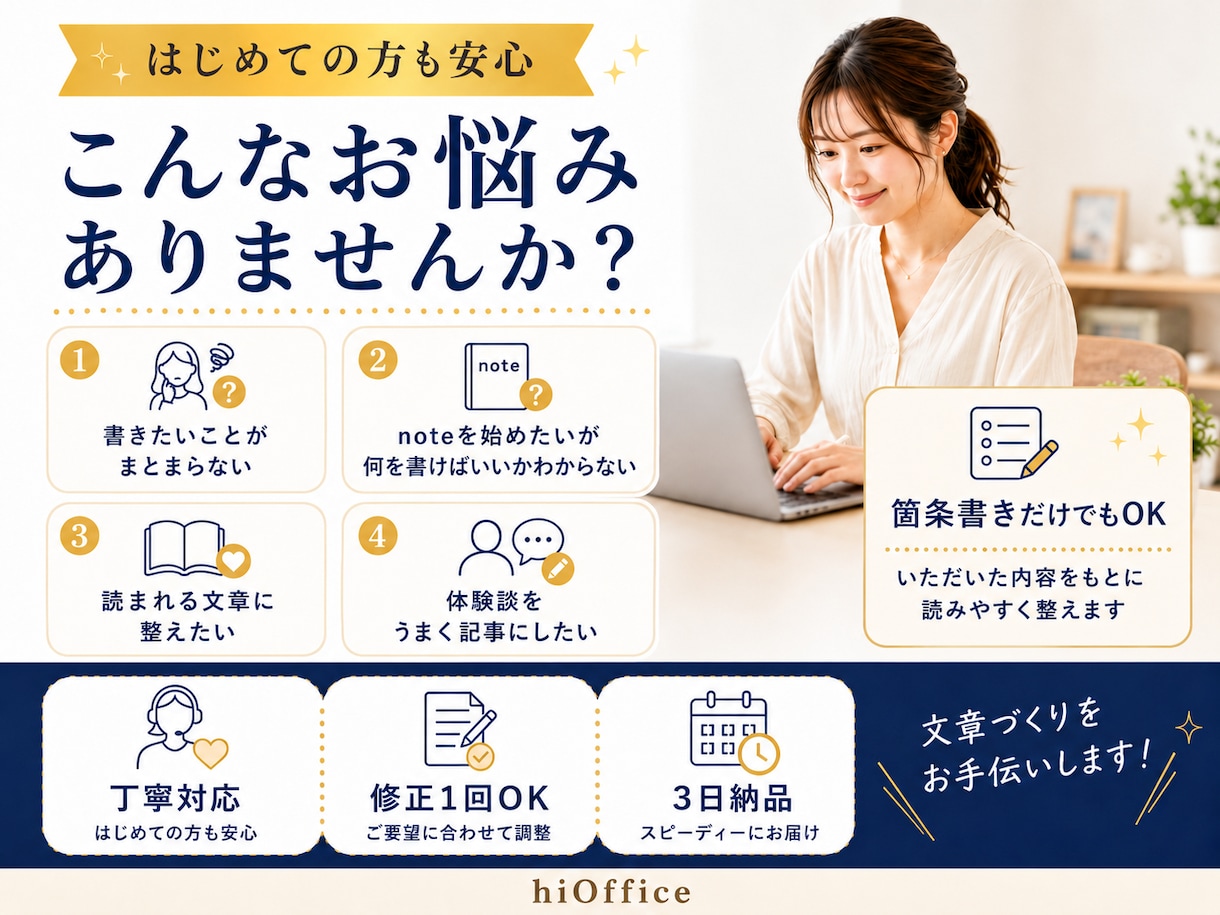 note記事の構成・本文を読みやすく作成します 書きたい内容を、読まれる記事として丁寧に整えます イメージ2