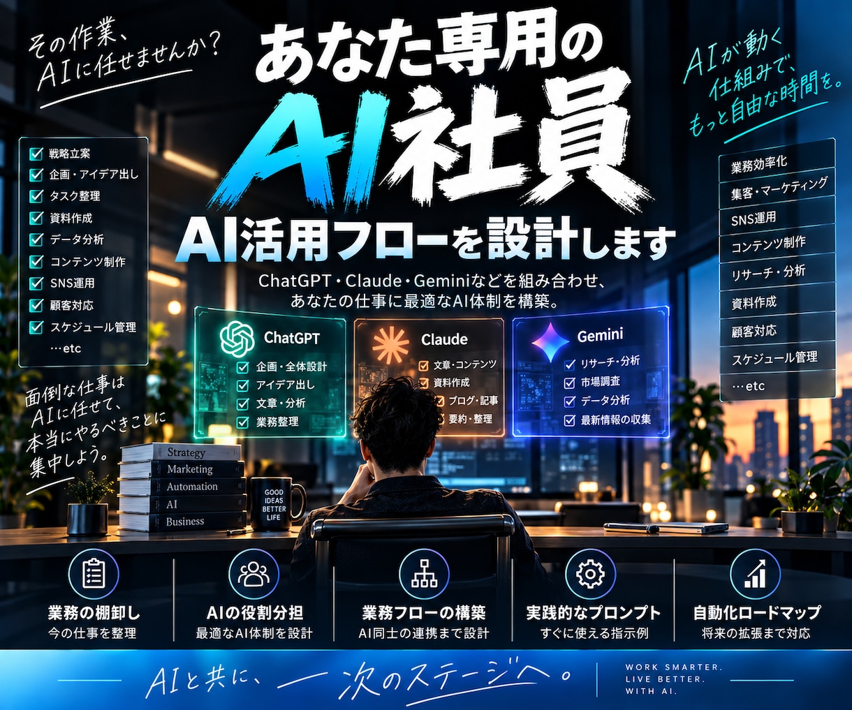 あなた専用のAI社員・AI活用フローを設計します 複数AIを使い分け、続くAI活用体制を設計 イメージ1